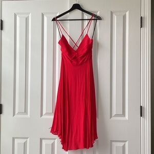 Lulu's Troulos Lace Up Red Midi Dress
